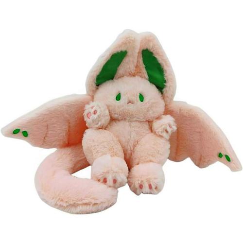 NatureMan 17.7inch Unique Bat Bunny Plush Pillow Kawaii Bat Rabbit Stuffed Animal,with Rabbit Ears and Bat Wings for Kids (Pink)