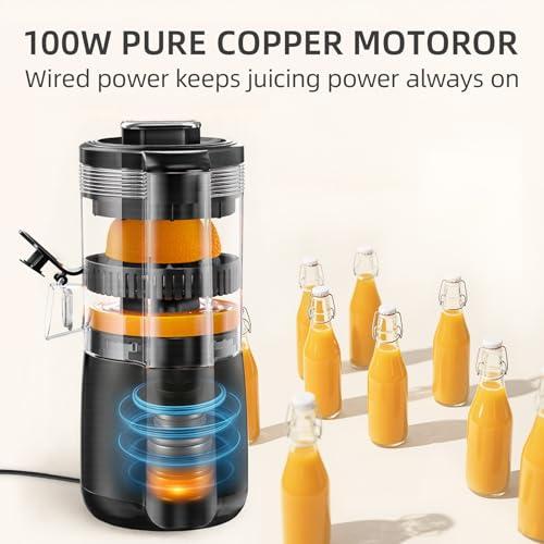 Keerain Electric Orange Juicer, Hand-Free Citrus Juicer Machine with Cleaning Brush, High-Performance Automatic Juice Squeezer for Oranges, Lemons, and Limes, Easy to Clean & Use