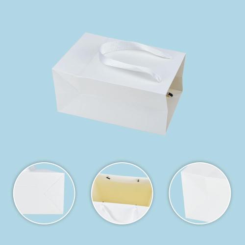 HUAPRINT 30 Pack White Small Paper Bags with Handles - 5.25x3.75x8 inch Gift Wrap Bag for Retail,Party Favor,Merchandise,Business,Shopping,Wedding