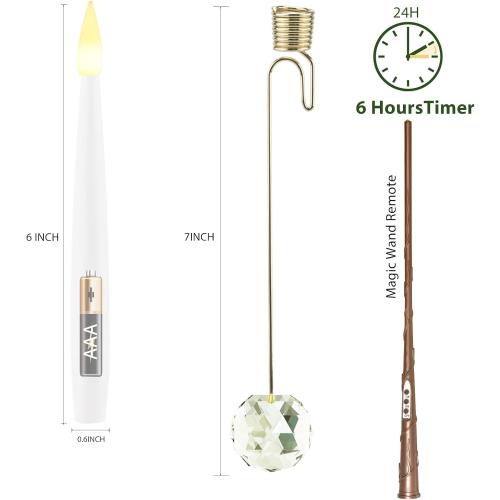 Flameless Candles for Christmas Tree, Magic Wand Christmas Tree Candles with Remote Battery Operated Fake Candles for Christmas Wedding, Set of 10