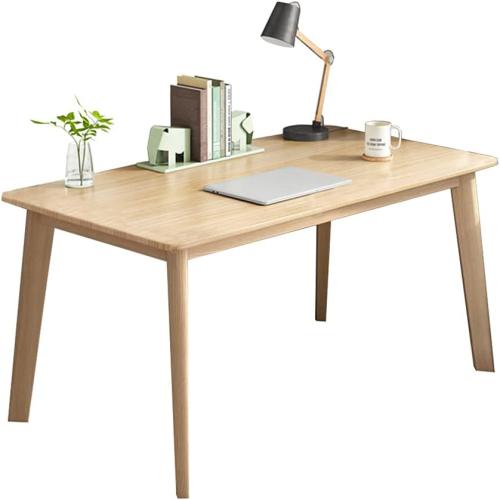 IOTXY Simple Wooden Writing Desk - Modern Minimalist Style PC Laptop Computer Workbench with Solid Wood Legs, 47 W Home Office Work Table for TV Stand Music Video Live Broadcast Workstation, Oak