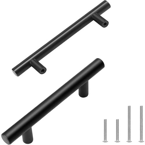 10 Pack 5 Inch Hole Center Matte Black Cabinet Handles Stainless Steel Cupboard Drawer Pulls Furniture Hardware for Kitchen Bathroom Dresser