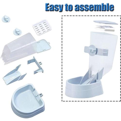 Oncpcare 1L Rabbit Cage Automatic Feeder Food Dish Small Animal Bin Feeder with Lid for Bunny Cat Ferret Chinchilla Guinea Pig