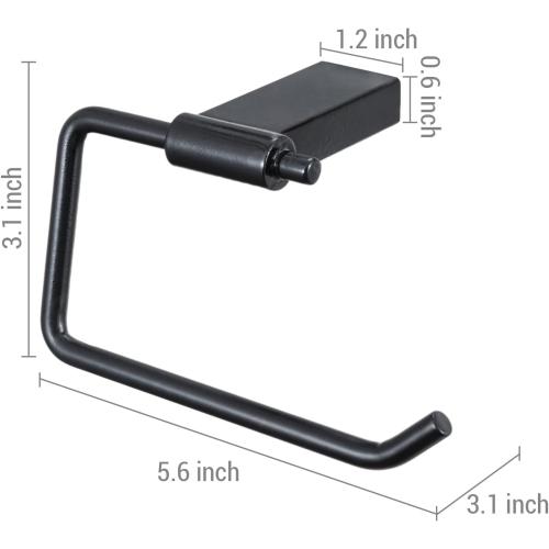 MyGift Modern Toilet Paper Holder with Matte Black Finish, Premium Hotel Series Wall Mounted Stainless Steel Bathroom Toilet Roll Dispenser