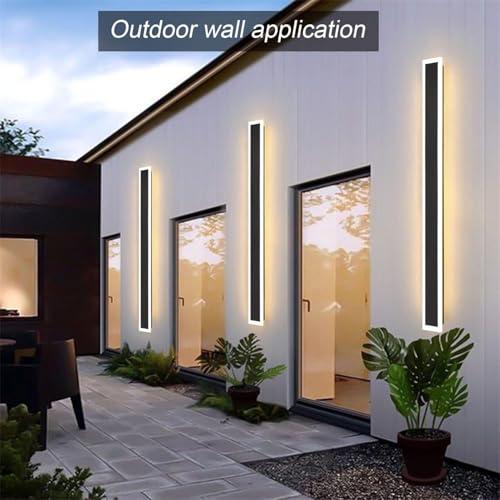 2 Pack 31.5INCH Long Outdoor LED Wall Lights,24W Waterproof IP65 Warm White led Wall Light Rectangular Black Wall Light,led Porch Lights Outdoor Wall Elegant Frosted White Acrylic Anti Rust