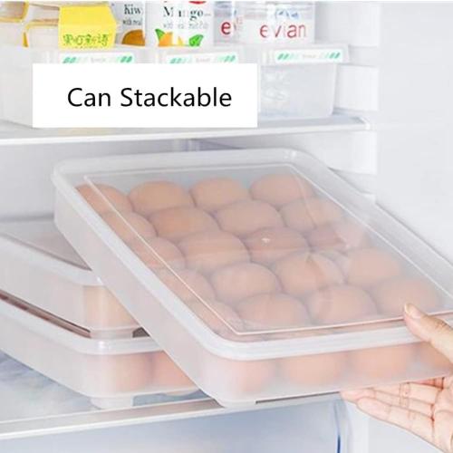Jilukibo Egg Holder for Refrigerator with Lid, 24 Count Tray Carrier Storage Box for Fridge, Stackable Clear Plastic Container Dispenser Keep Fresh