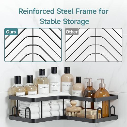 Veken Corner Shower Caddy 3-Pack, Advanced Rustproof Design&Stable Storage