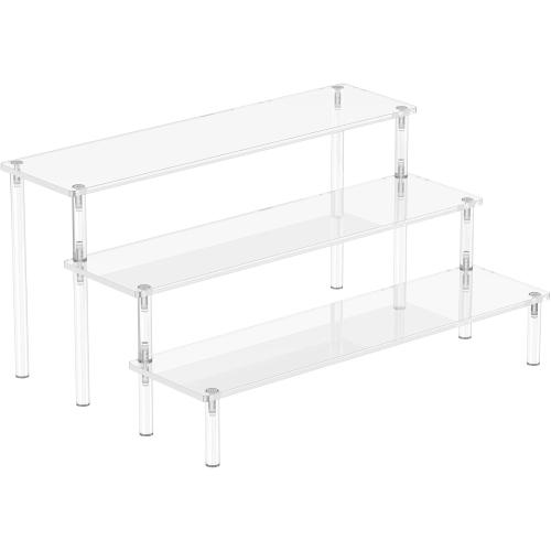 Acrylic Display Risers, 3 Tier Perfume Organizer, Clear Cupcake Stand | Large Shelf Risers for Figures, Dessert Shelves for Party, Display Holder for Decoration and Organizer