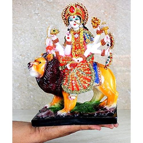 Resin Maa Durga MATA Rani Sherawali Murti Idol Statue Sculpture (8 X 11.5 Inches)