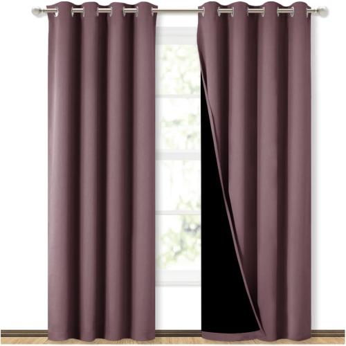 Dry Rose 84 NICETOWN 100% Blackout Curtains 84 inches Long, Pair of Energy Smart & Noise Blocking Out Drapes for Baby Room Window, Thermal Insulated Guest Room Lined Window Dressing(Dry Rose, 52 inches Wide)