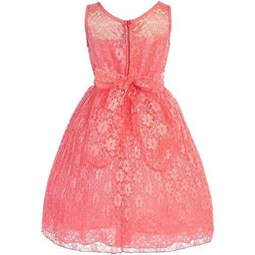 Color White Kids dream Sweetheart Illusion Neckline Lace Overlay Pleated Rhinestones Flower Girl Dress