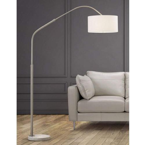 HOMEGLAM Aero 81H Retractable Arch Floor Lamp (Brushed Nickel/White Shade)