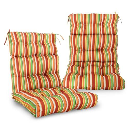 2 Pack 46x22 EAGLE PEAK Tufted Outdoor/Indoor High Back Patio Chair Cushions, Set of 2, 46'' x 22'', Rainbow