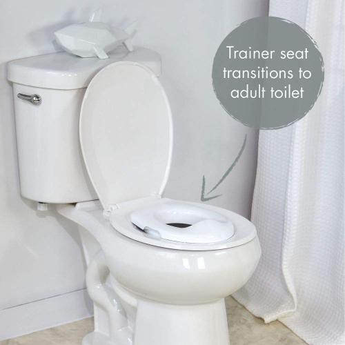 The First Years Super Pooper Potty Training Toilet Plus Potty Seat with Foot Rest — White — 2-in-1 Toddler Toilet Seat and Potty Chair