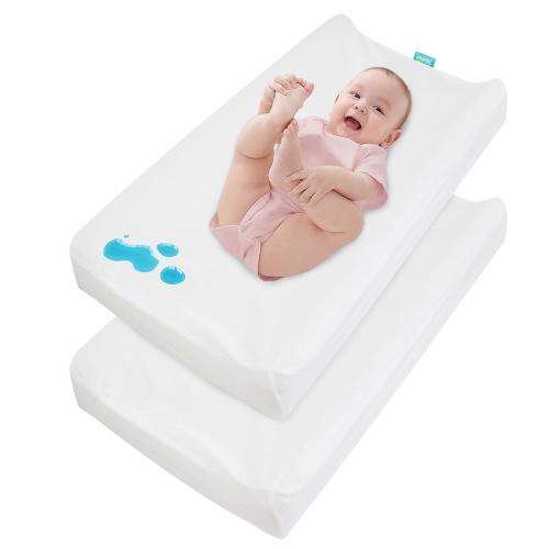 ‼️may have mild stains ‼️Waterproof Changing Pad Cover, 32x16, 2-Pack, White | Fits 32x16 Contoured Pad, Non-Slip Elastic Edge, Breathable Fabric, Machine Washable, 2-Pack Value, Soft & Gentle