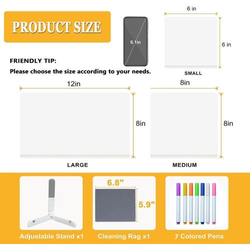 LED Note Board with Colors 11.8 x 7.9, Message LED Light Up Drawing Board with 7 Colors Pens and Stand, Suit for Home Office Birthday Valentine's Day