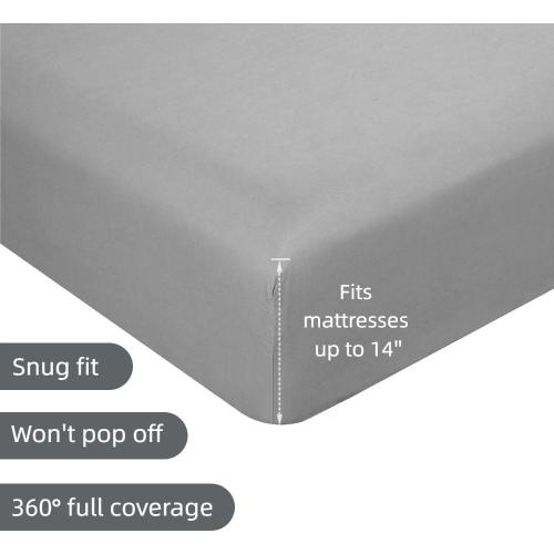 Queen Size 4-Piece Bed Sheet Set - Ultra-Soft, Breathable & Cooling Light Gray Sheets, 14 Inch Deep Pockets, Wrinkle-Free - Hotel Luxury Bedding for Women, Men, Kids