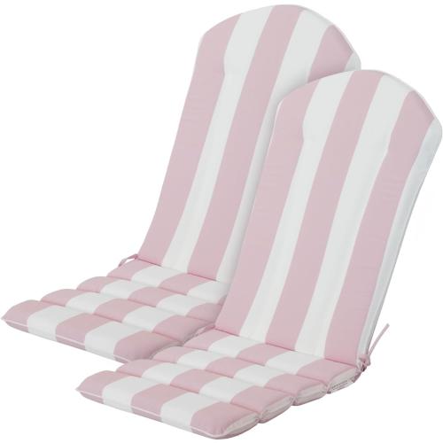 Goodgoods 20 x 50 Adirondack Chair Cushions Set of 2, 1000 Hours Fade-Resistant & Water-Resistant Outdoor Furniture Chair Cushions with 30D High-Resilience Foam for Patio, Pink and White Stripes