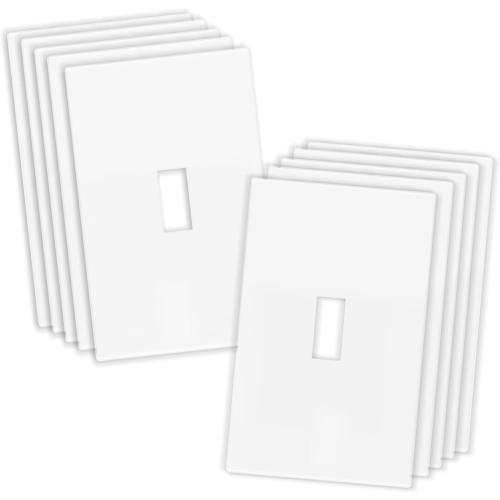 1-Gang Screwless Decorative Wall Plates, stander-Size Unbreakable Thermoplastic Faceplate Cover for Decorator Receptacle Outlet Switch, White (10 Pack, Single Toggle-White)
