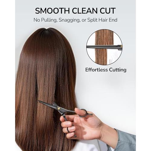 Hair Cutting Scissors, ULG Professional Hair Scissors 6.5” Right-Hand Razor Edge Barber Shears Salon Hair Cutting Shears Made of Japanese Stainless Steel, Hand Sharpened Black