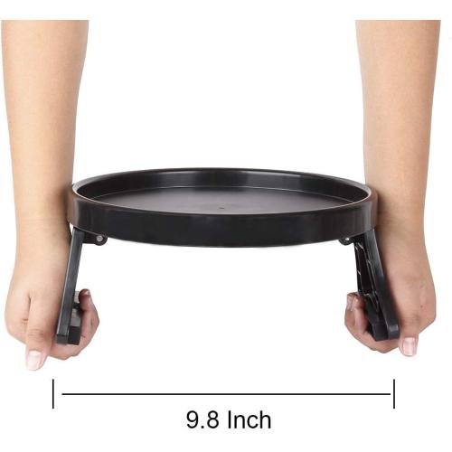 Black 9.8 Sofa Armrest Clip Table – No-Slip Couch Tray for Drinks, Snacks, Remote, Gamepads, Adjustable Armchair Table for Living Room, Bedroom, Dorm – Fits Most Armrests