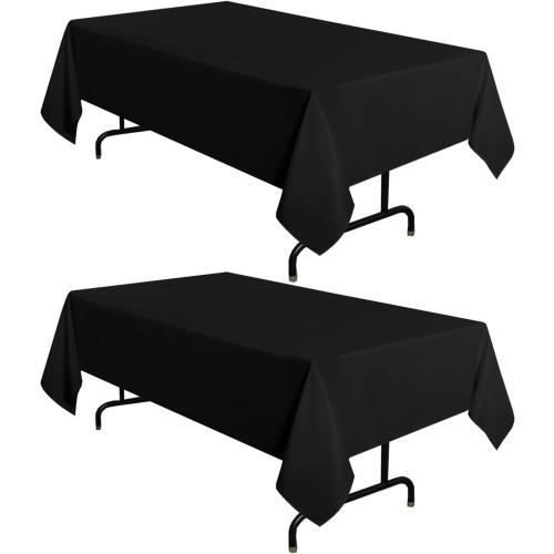 sancua 2 Pack Black Tablecloth 60 x 102 Inch, Rectangle 6 Feet Table Cloth - Stain and Wrinkle Resistant Washable Polyester Table Cover for Dining Tables, Buffet Parties and Camping