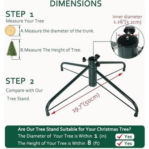 Elfjoy Christmas Tree Stand 19.7 inches Iron Metal Bracket Rubber Pad with Thumb Screw (50cm)