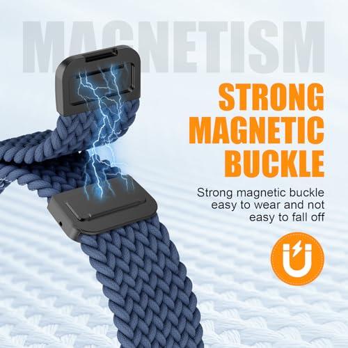 Magnetic Braided Stretchy Loop - Compatible with Apple Watch Band 42mm 46mm 40mm 41mm 44mm 45mm 38mm Ultra 3/2 49mm Women Men,Elastic Woven Fabric Nylon Strap for iWatch 11 10 9 8 7 6 5 4 3 SE Ultra