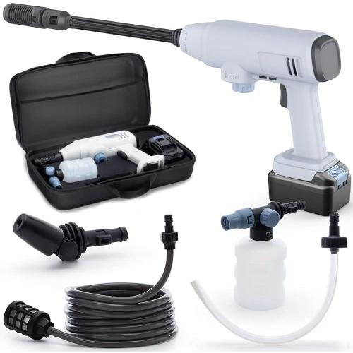White Portable Cordless Power Washer: With 6-in-1 Nozzle, 2Pc Rechargeable 4.0Ah Battery & Portable Power Cleaner for Car Garden Pet Patio Cleaning