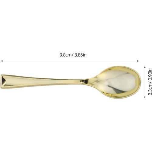 100PCS Mini Dessert Spoons: Plastic Spoons Small Tasting Utensils for Wedding Cake Food Sampling Pudding Yogurt & Shaved Ice