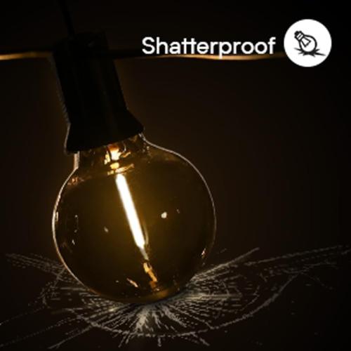 65FT LED Globe String Lights,Waterproof Hanging String Light with 30 Warm White Shatterproof G40 Bulbs(3 Spare), for Indoor/Outdoor Commercial Decor (65FT)