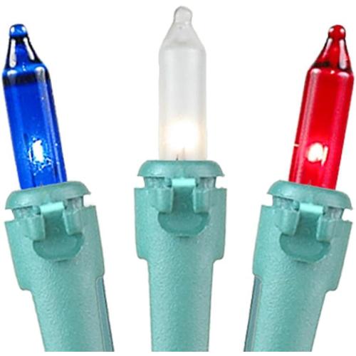 2Pack......Lights  Traditional Incandescent Mini Lights, Red/White/Blue on Green Wire with 6 Spacing, Commercial Grade and UL Listed for Indoor/Outdoor Use, End-to-End Connectable