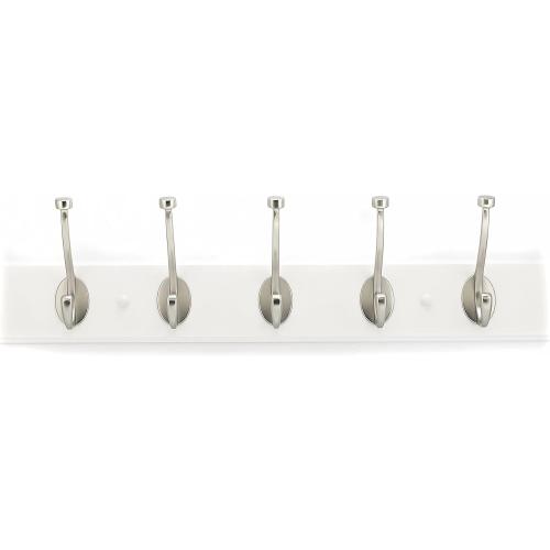 Richelieu Hardware T030210195 Transitional Hook Rack 25-5/8 in (650 mm), White and Brushed Nickel