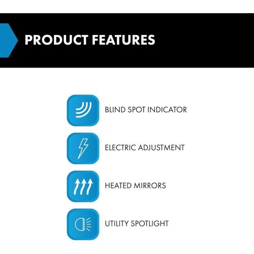 TRQ Driver Side Power Heated Manual Folding Mirror with Utility Spotlight Textured Black Compatible with 2019-2023 Chevrolet Silverado 1500 2022 Silverado 1500 LTD GM1320680