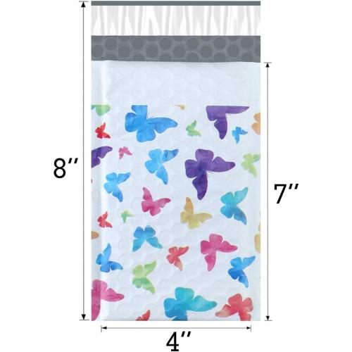 UCGOU Bubble Mailers 4x8 Inch Colorful Butterfly 50 Pack Poly Padded Envelopes Small Business Mailing Packaging Self Seal Waterproof Boutique Mail Shipping Bags for Jewelry Makeup Supplies #000