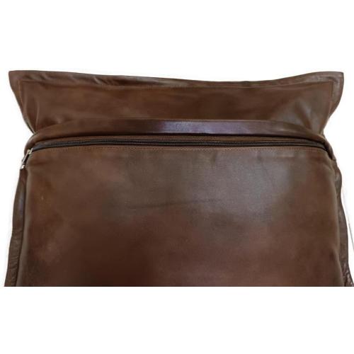 Leather Cushion Case 16 X 16 Inch, Pack of 2 Thick Antique Brown Modern Decorative Square Bedroom, Living Room Pillow Cover for Couch Bed Sofa