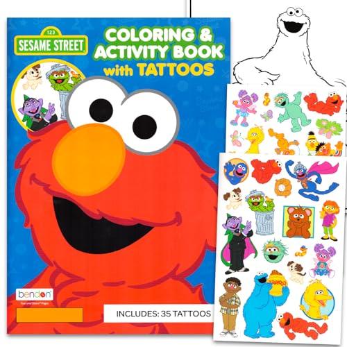 2 pack 35  Sesame Street Temporary Tattoos Kids Coloring Book Party Favors Bundle