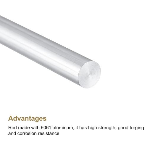 MECCANIXITY Round Solid Aluminum Rod 10mm Diameter 400mm Length Lathe Bar Stock for DIY Craft Pack of 2