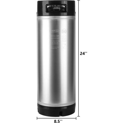 New 5 Gallon Stainless Steel Ball Lock Keg with Dual Rubber Handles | NSF-Approved, Release Valve, Portable Rubber Base for Easy Tansport and Stackable, Double Ball Lock for Easy Connection