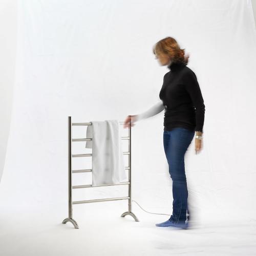 Freestanding Towel Warmer | 6 Bars, Plug-in Option, 3 Working Modes, Top-Mounted Timer, Mirror Polished Stainless Steel, 24 W x 34 H