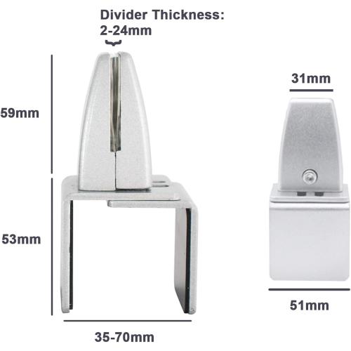 Aluminum Vertical Clamp Partition Board Acrylic Desk Divider Support Clamp for Clear Shield for Desktop Countertop Reception