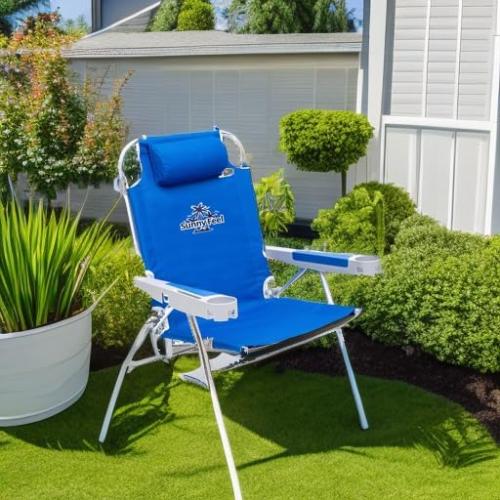 SUNNYFEEL Extra Wide 28 Low Beach Chair 5 Position Lay Flat, XL Oversized Portable Folding Camping Chairs with Cup Holder for Outdoor/Trip, Lightweight Foldable Backpack Beach Chair for Adults