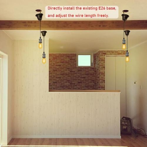 KAYYELAMP 1 Pcs Ceiling Light Conversion Pendant Light Connections Adjusted Wire Length Pearl Black Mini E26 Base Vintage Design Conversion Kit for E26 Ceiling Lamp Fixtures