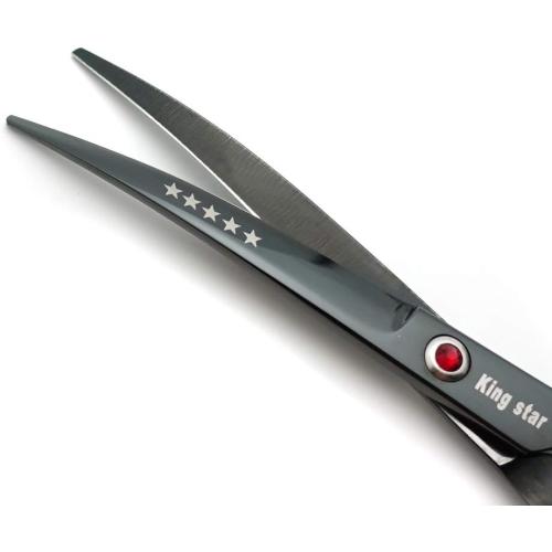 7.0in Titanium Professional dog Grooming Scissors set,Straight & Thinning & Curved scissors 4pcs set for Dog grooming (Bright black)