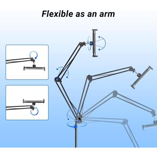 Floor Tablet Stand - Adjustable Overhead Bed Holder for Kindle, iPad, iPhone, Samsung Tab, E-Readers