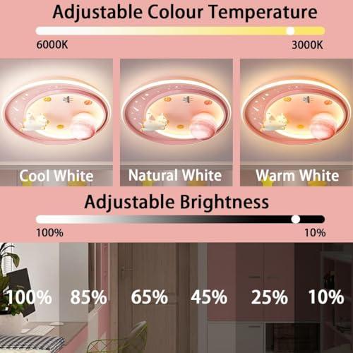 LED Ceiling Light Dimmable with Remote Control Cartoon Unicorn Modern Round Ceiling Light 62W for Boys, Girls Bedroom and Living Room Baby Room