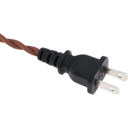RTNLIT 6Ft Twisted Cloth Covered Lamp Cord with Switch Button and Molded Plug,18-Gauge Fabric Electrical Cord, Stripped Ends Ready for Wiring(1.8m, Brown)