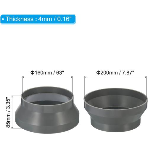 PATIKIL 8 to 6 Duct Reducer Connector, 2pcs Heating Cooling Ventilation Fire-Resistant Increaser Adapter Pipe Fitting for Vent System, Grey 200x160 mm ID