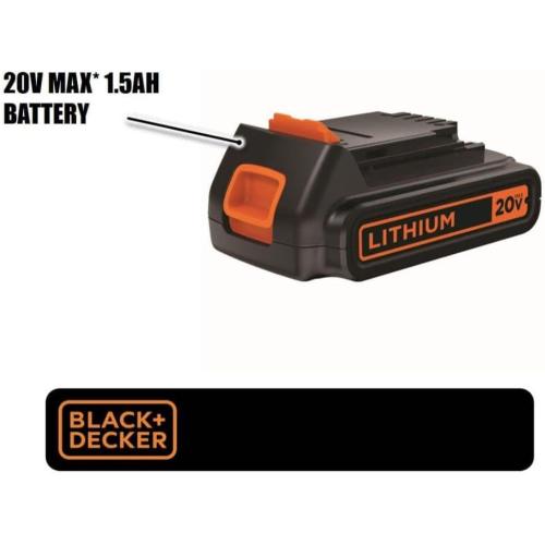 BLACK DECKER 20V MAX Battery, 1.5Ah Lithium Ion Battery, Extended Runtime, Compatible with Tools, Outdoor Equipment and 20V Vacuums (LBXR20)