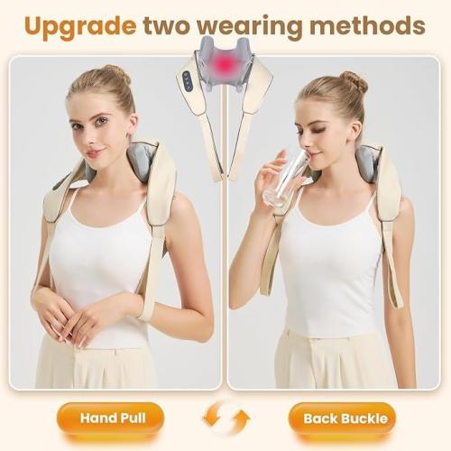 4D Wireless Deep Tissue Kneading Neck Massager with Heating Function, Shiatsu and Shoulder Massage Pillow,Back and Leg Pain Relief, Body Muscle Pain Relief, Perfect Gifts for Men Women.